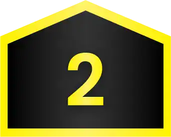 A yellow number 2 centered on a black pentagon background outlined in yellow.